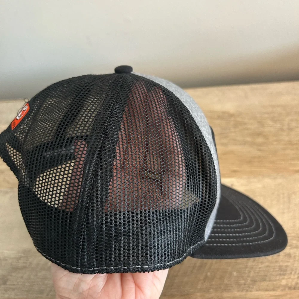 Kubota Tractor Emb. Patch on Kubota Brand Trucker Hat Snapback Black/orange - Picture 4 of 11